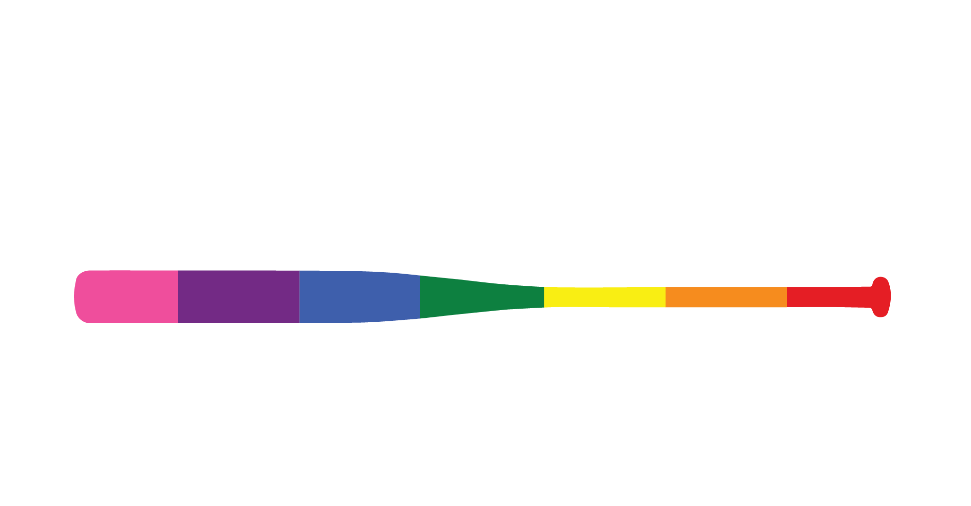 Softball Austin logo, white text with the rainbow bat